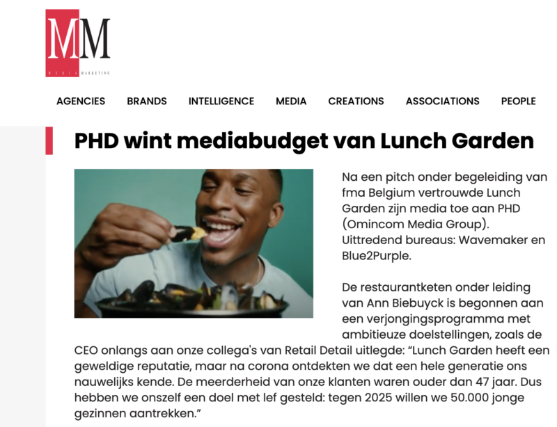 PHD wint mediabudget van Lunch Garden