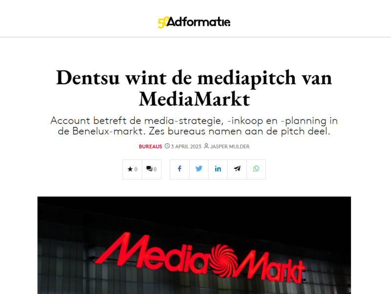 Dentsu wint mediapitch MediaMarkt