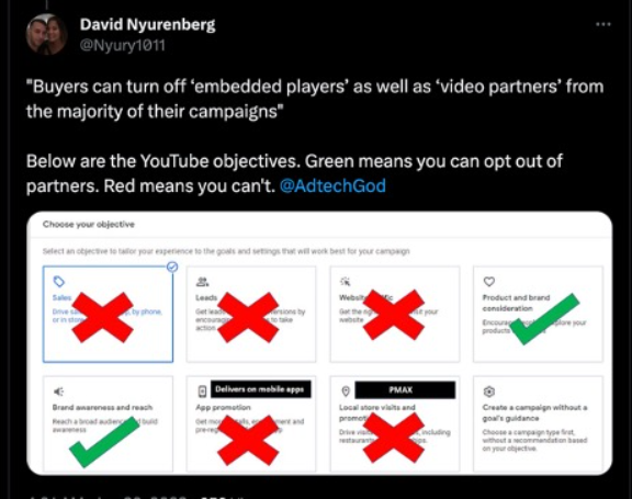 Youtube-schandaal: TrueView-advertenties voldoen niet aan kwaliteitsnormen. 