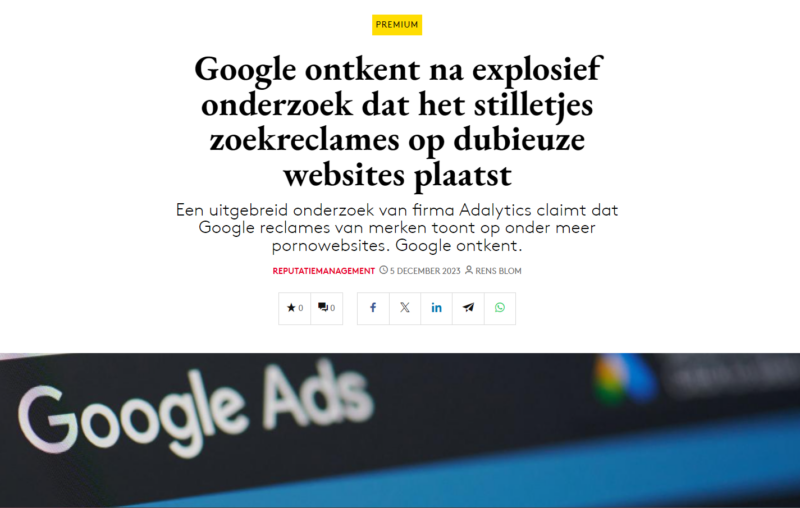 Google ontkent na explosief onderzoek dat het stilletjes zoekreclames op dubieuze websites plaatst